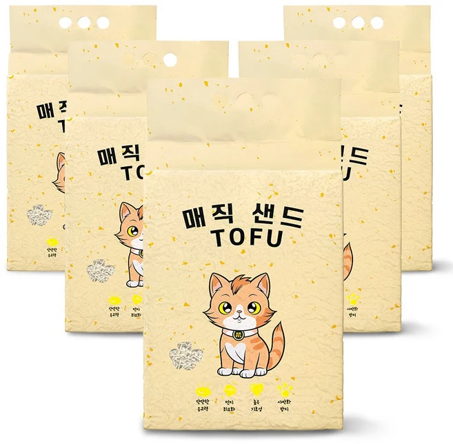 메디펫 응고형 매직 고양이 두부모래 가는입자, 10L, 5개, 무향
