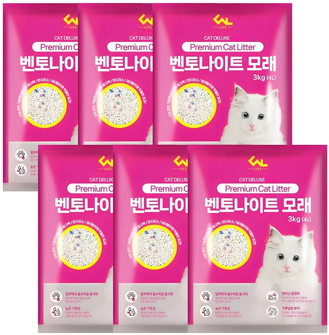 씨엔앨라이프 응고형 벤토나이트 고양이 모래, 4L, 6개, 오리지널