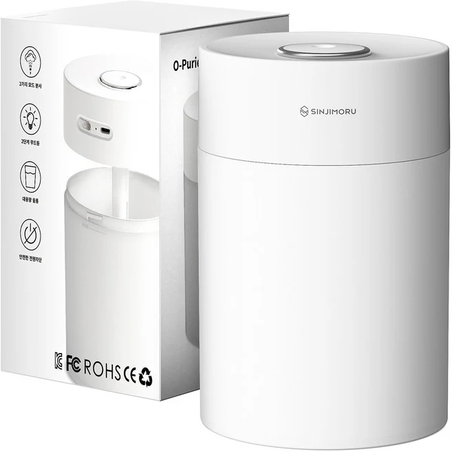 신지모루 오퓨리엠 테이블 미스트 USB 무드등 미니 가습기 600ml, OPRM_MIST_TBL_WT_SJM, 화이트