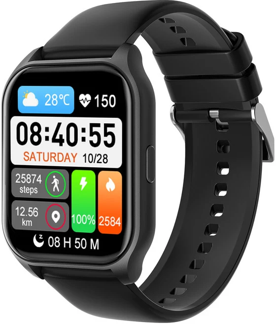 DAICOO 다이코 통화가능 GPS 블루투스 스마트워치 42mm R8, 블랙, 4.2cm, GPS + 블루투스