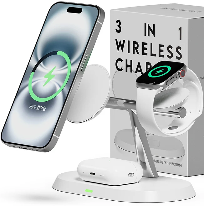 누아트 마그네틱 3in1 화이트 NUART 3IN1 WIRELESS CHARGER