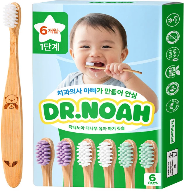 닥터노아 대나무 아기 칫솔 1단계 6개
