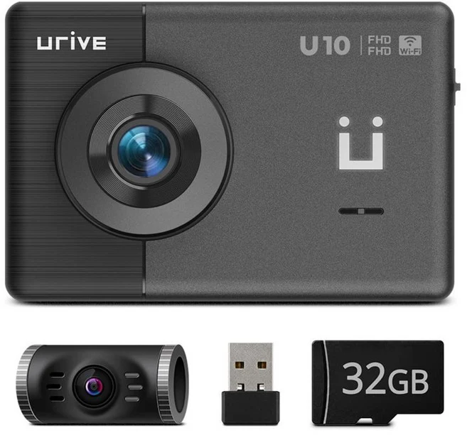 유라이브 U10 와이파이 FHD+FHD 2채널 블랙박스 AI 사고분석 와이파이 스마트폰 WiFi 동글포함, 자가설치, 32GB