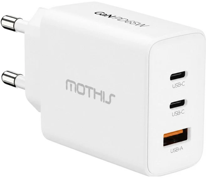 모디스 65W GaN PD PPS 3포트 초고속 멀티 충전기 어댑터, 화이트, 1개